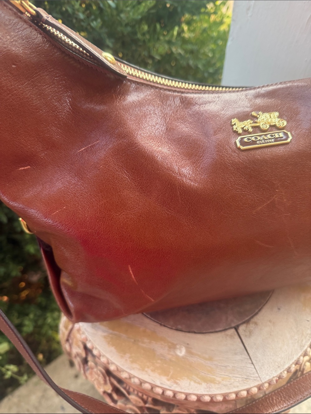 🤎14304 Madison Hailey Walnut Leather Satchel Coach Brown Leather Shoulder Bag - Picture 7 of 14